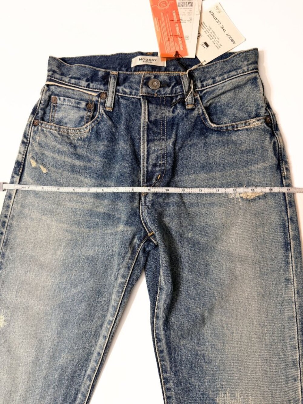 MOUSSY Vintage MV Sundown Straight Jeans 24 Made in Japan 100% Cotton NWT - Picture 15 of 16